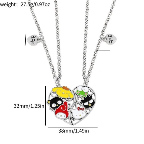 Sanrio Hello Kitty & Friends BFF 2 PC Heart Necklace Set - Picture 7 of 8